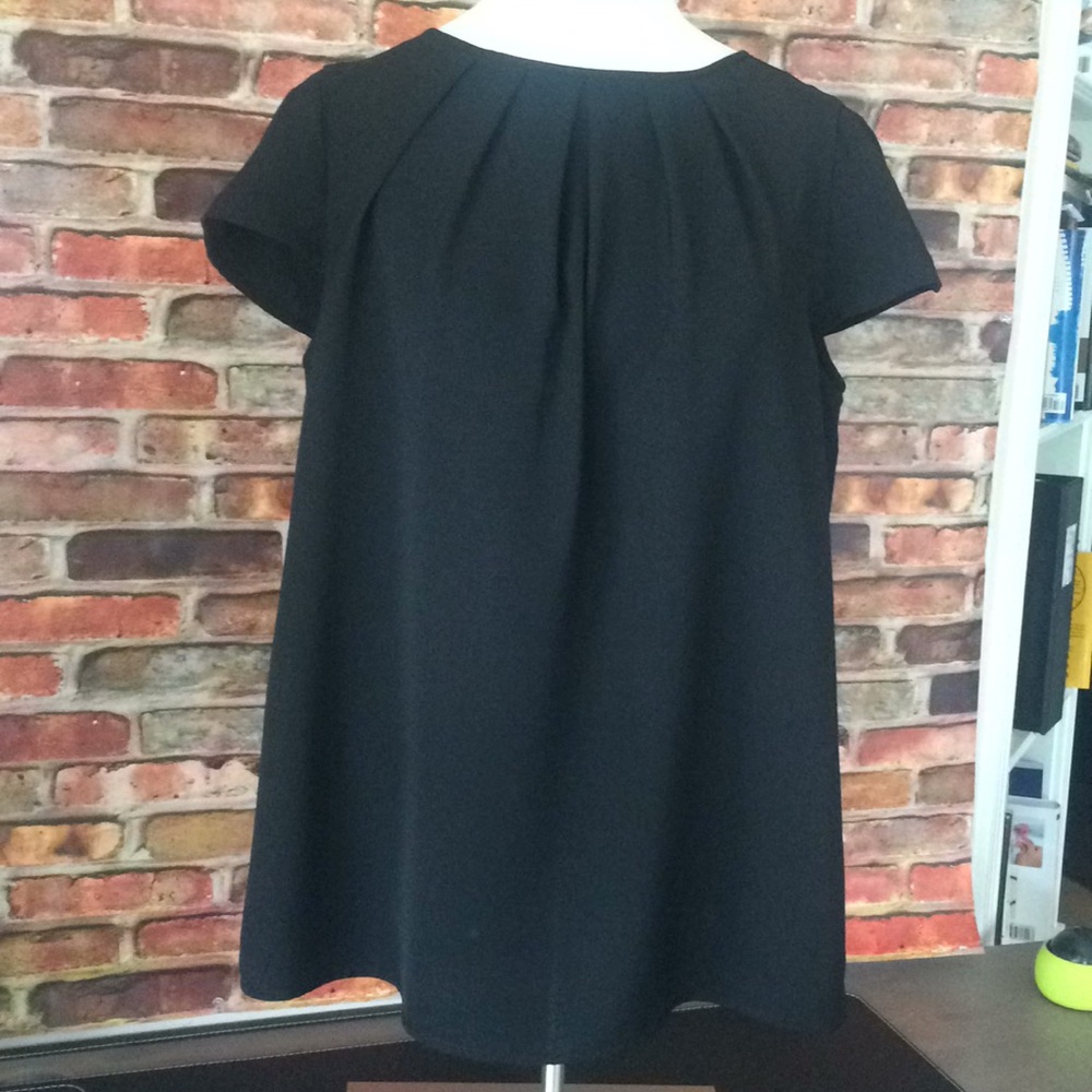 Loft Black Cap Sleeve Blouse with Back Zipper